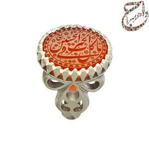 عقیق یمنی پرتقالی خط استاد احمد رکاب نقره