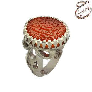عقیق یمنی پرتقالی خط استاد احمد رکاب نقره
