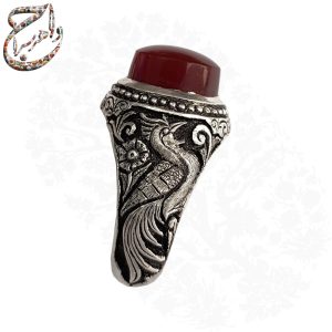 انگشتر عقیق کهنه یمنی سرخ