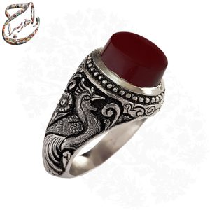 عقیق یمنی اصیل قلمزنی سیمرغ استاد جنگی