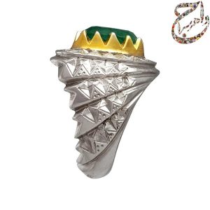 انگشتر زمرّد زامبیایی اصیل معدنی با رکاب نقره دست ساز