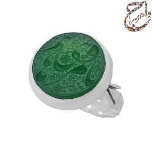 انگشتر عقیق سبز خطی رکاب دست ساز