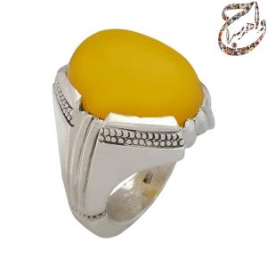 انگشتر عقیق زرد طبیعی رکاب نقره