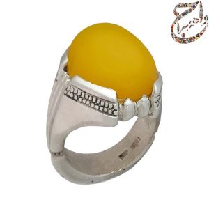 انگشتر عقیق زرد طبیعی رکاب نقره