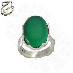 انگشتر عقیق سبز رکاب دست ساز