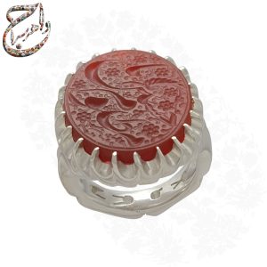 انگشتر خط متین ، عقیق رکاب دست ساز سنگین