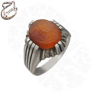 انگشتر عقیق کهنه یمنی پرتقالی چپ کنی