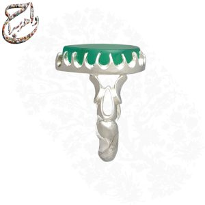 انگشتر عقیق سبز تراش اشکی با رکاب دست ساز تهران سیدی
