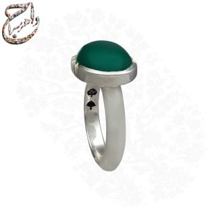 انگشتر زنانه عقیق سبز رکاب نقره دست ساز