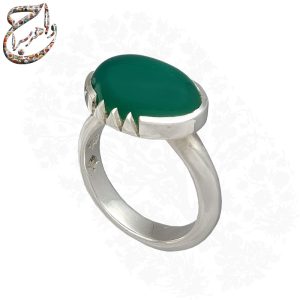 انگشتر زنانه عقیق سبز رکاب نقره دست ساز
