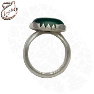 انگشتر زنانه عقیق سبز رکاب نقره دست ساز