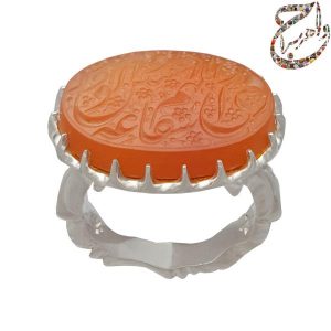 انگشتر عقیق پرتقالی خط حم رکاب افتخاری