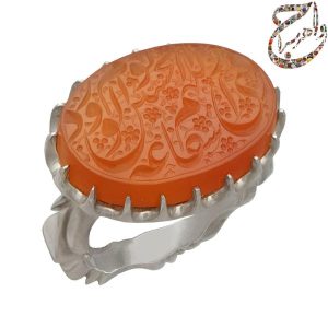 انگشتر عقیق پرتقالی خط حم رکاب افتخاری