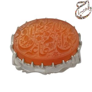 انگشتر عقیق پرتقالی خط حم رکاب افتخاری
