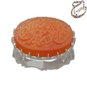 انگشتر عقیق پرتقالی خط حم رکاب افتخاری