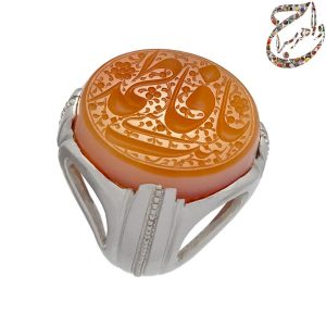 عقیق سه پوست خط حم رکاب یک تکه دست ساز