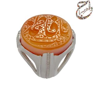 عقیق سه پوست خط حم رکاب یک تکه دست ساز