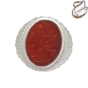 عقیق یمنی خط متین با رکاب شاهکار استاد امامی