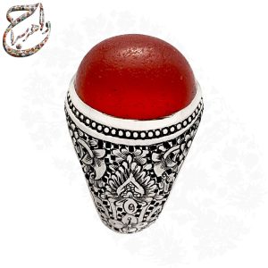 انگشتر عقیق کهنه یمنی سرخ