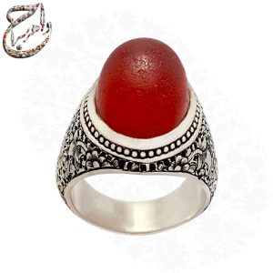 انگشتر عقیق کهنه یمنی سرخ