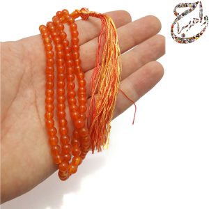 تسبیح صد و یک عددی عقیق پرتقالی