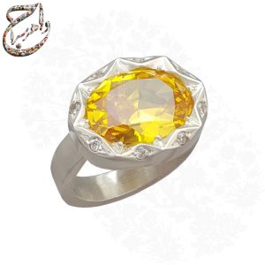 انگشتر سیترین رکاب مرصع دست ساز