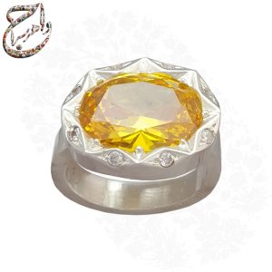 انگشتر سیترین رکاب مرصع دست ساز