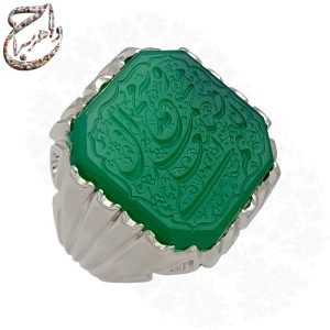 انگشتر عقیق سبز خطی حکاکی ذکر صلوات