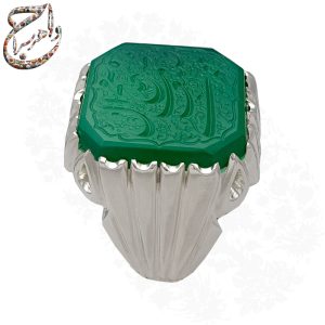 انگشتر عقیق سبز خطی حکاکی ذکر صلوات