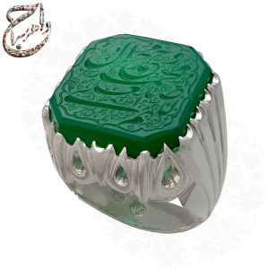 انگشتر عقیق سبز خطی حکاکی ذکر صلوات