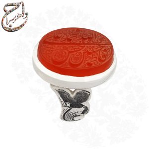 انگشتر عقیق خط مبین رکاب افتخاری قلمزنی ساعی