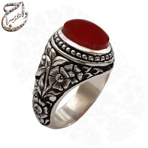 انگشتر عقیق سرخ یمنی قلمزنی