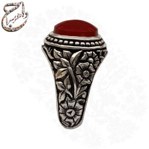 انگشتر عقیق کهنه یمنی سرخ