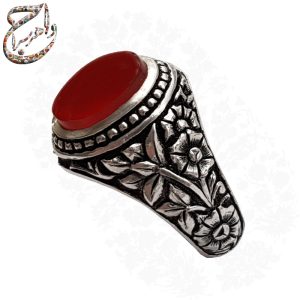انگشتر عقیق کهنه یمنی سرخ