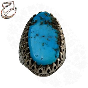 انگشتر فیروزه کهنه نیشابوری اصیل رکاب استاد شاکری