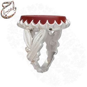 انگشتر عقیق سرخ یمنی با حکاکی «یا زهرا مظلومه (س)» خط متین