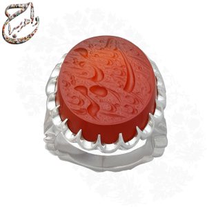 انگشتر عقیق سرخ یمنی با حکاکی «یا زهرا مظلومه (س)» خط متین