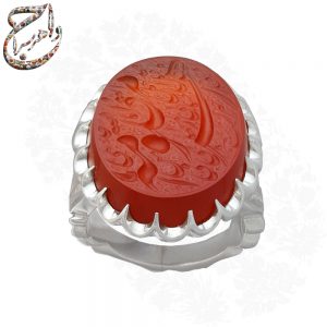 انگشتر عقیق سرخ یمنی با حکاکی «یا زهرا مظلومه (س)» خط متین