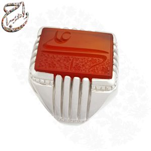 انگشتر عقیق سرخ حکاکی «یا علی(ع)» خط حم رکاب استاد افتخاری