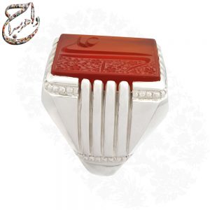 انگشتر عقیق سرخ حکاکی «یا علی(ع)» خط حم رکاب استاد افتخاری
