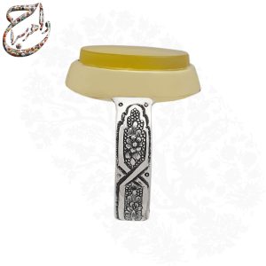 ست انگشتر مردانه و زنانه عقیق زرد و سرخ رکاب دستساز قلمزنی ساعی