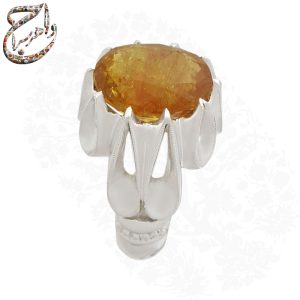 انگشتر یاقوت زرد طبیعی رکاب دست ساز اشکی