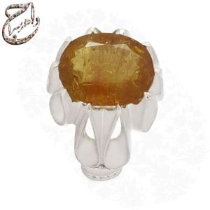 انگشتر یاقوت زرد طبیعی رکاب دست ساز اشکی