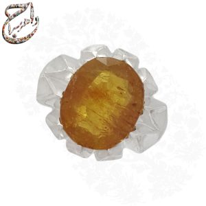 انگشتر یاقوت زرد طبیعی رکاب دست ساز اشکی