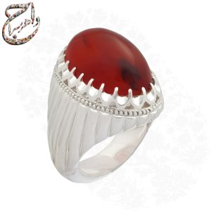 انگشتر عقیق سرخ یمنی ذغال‌دار رکاب استاد کریمی