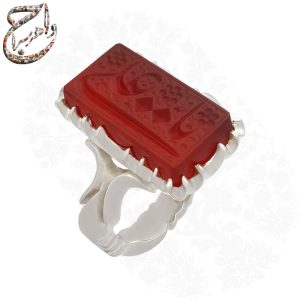 انگشتر عقیق خطی حکاکی مزین به یا علی علیه السلام