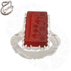 انگشتر عقیق خطی حکاکی مزین به یا علی علیه السلام