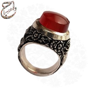انگشتر عقیق کهنه یمنی سرخ