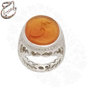 انگشتر عقیق جزع یمنی خطی