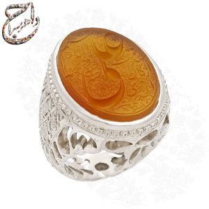 انگشتر عقیق جزع یمنی خطی